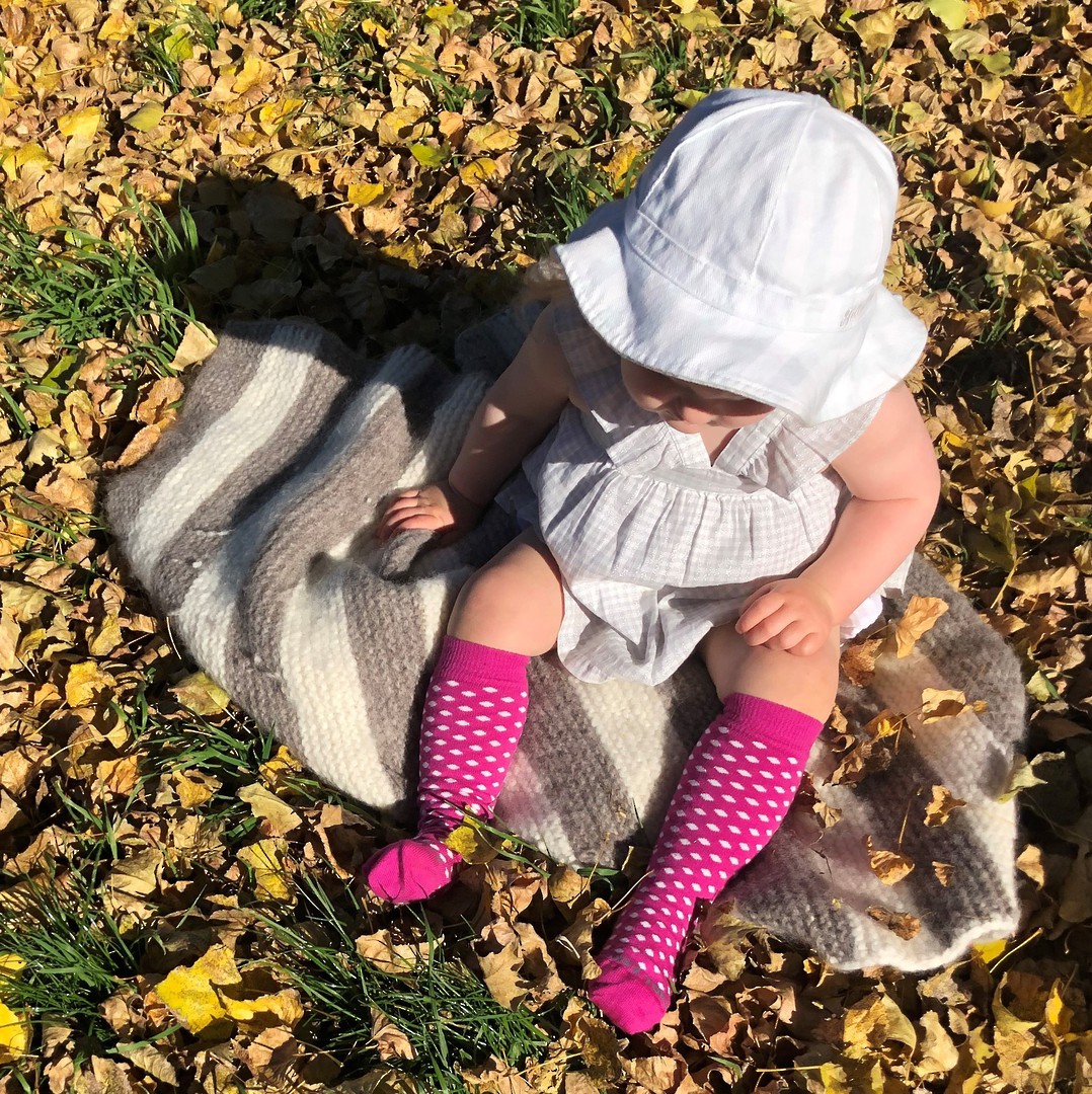 Long Merino Socks Pink with White Dots - Child image 1